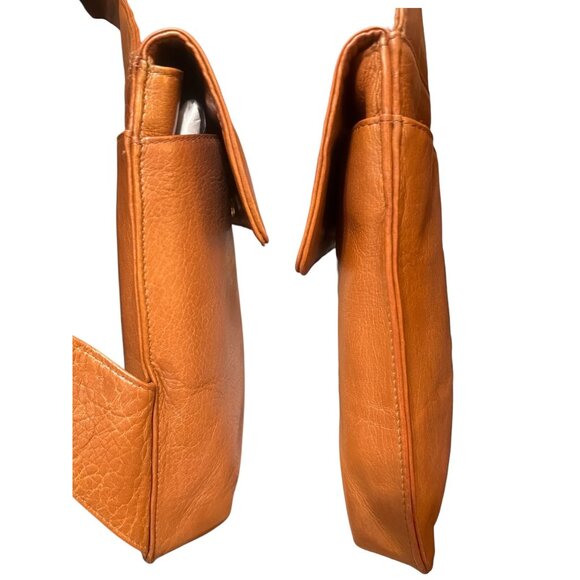 VTG Hobo International Side Pack Saddle Brown Leather Asymmetrical Crossbody Bag - Picture 6 of 10